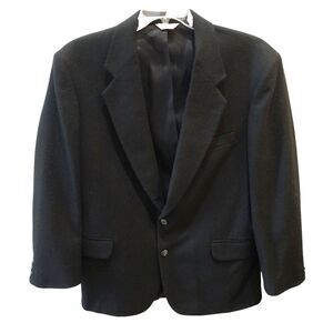 Hunt Valley Men Size 44R Black 100% Camel Hair 2 Button Blazer Jacket Sport Coat